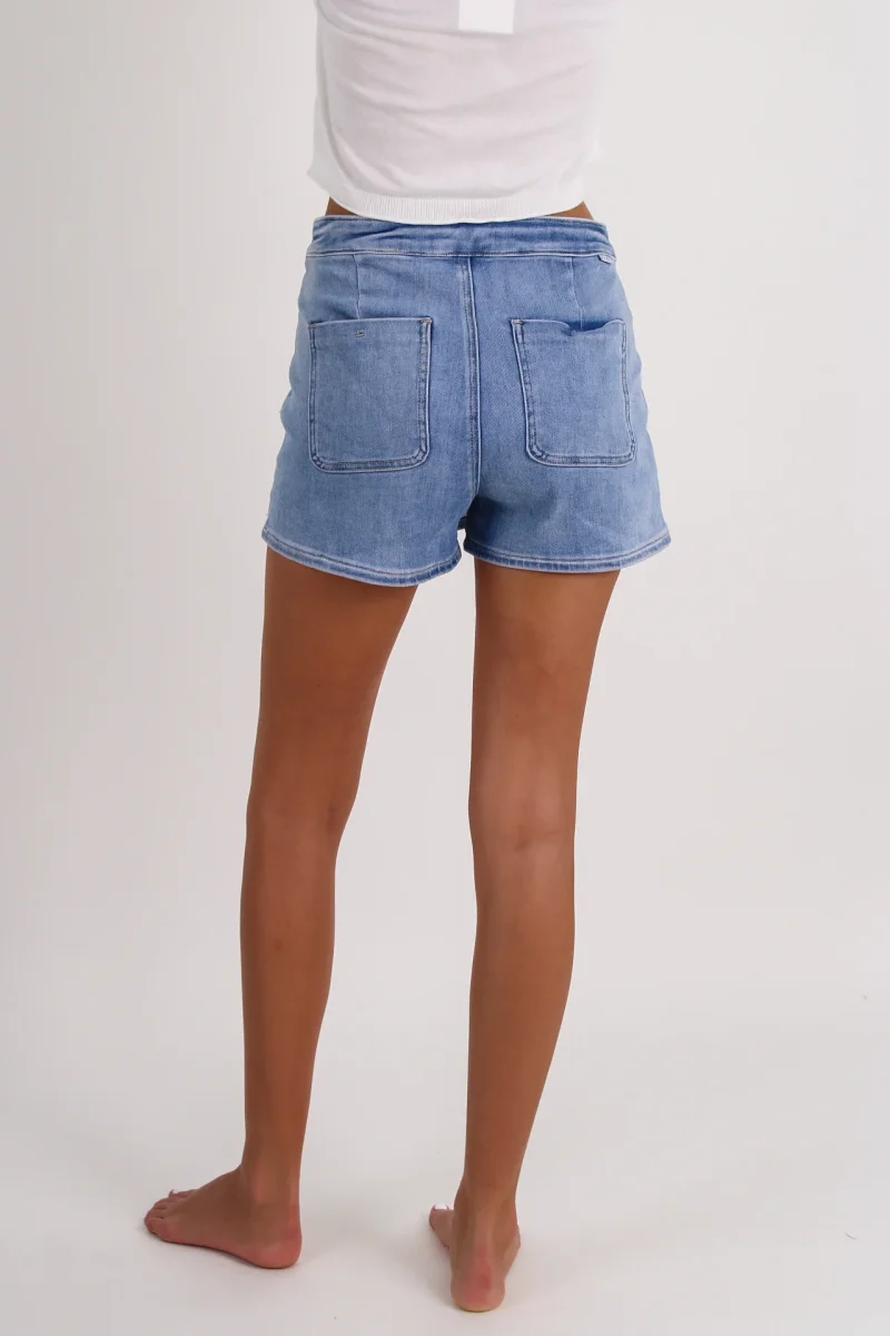 Mandy High Rise Button Down Skort - Lt Wash - Image 5